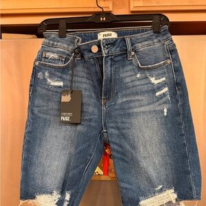 Paige Jax cut off Alvarado Destructed Denim Shorts